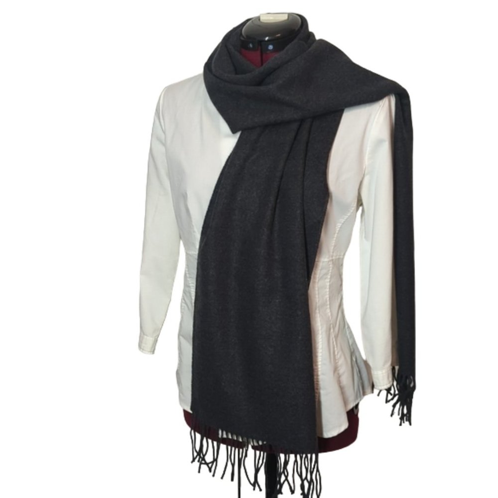 Dark Gray Fringe Scarf -NWOT